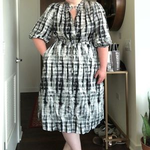 Who What Wear Tie Dye tie waist Dress